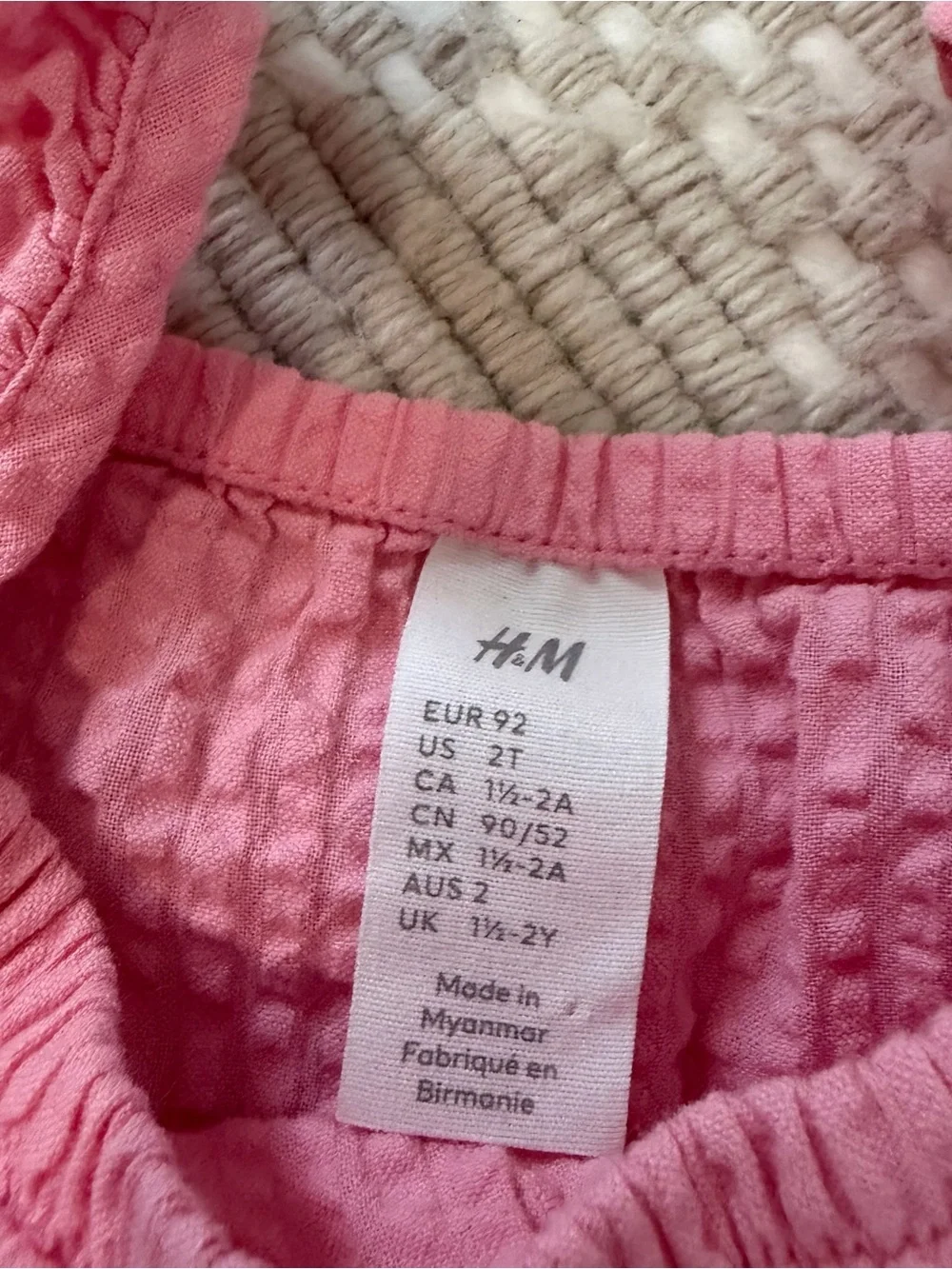 H&M Pink Seersucker Tank Top & Shorts Matching Set